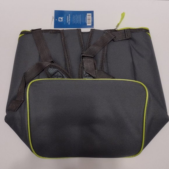 Insulated Mini Backpack – Gray & Fluorescent green – 7,5 x 10,5 x 11,5 In.-Qwave - Picture 6 of 8